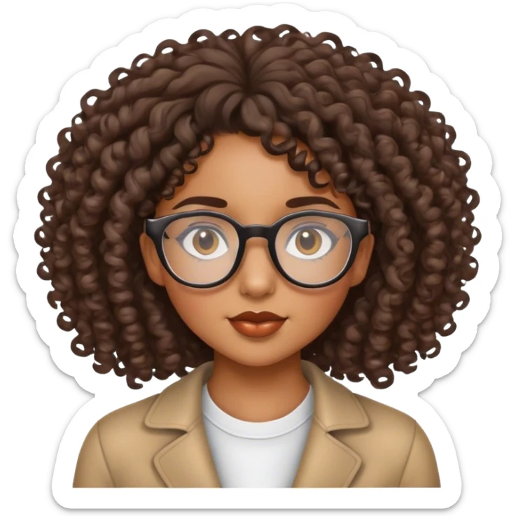 Une fille métisse avec des cheveux bouclé et une paire de lunette  sticker