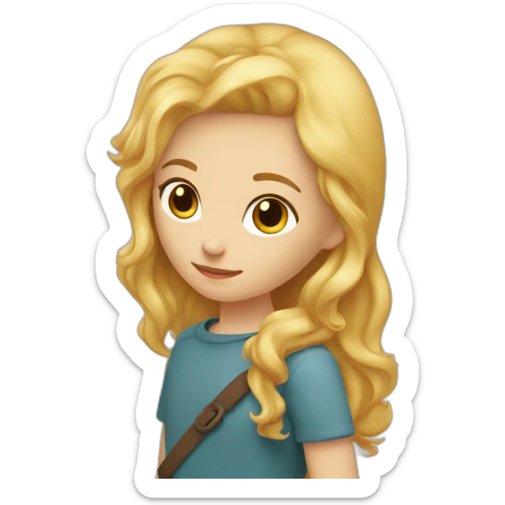 fille blonde qui fait un calin à un garçon roux sticker