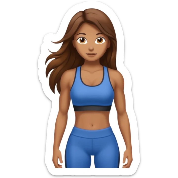 Gym girl tan skin and brown long hair  sticker