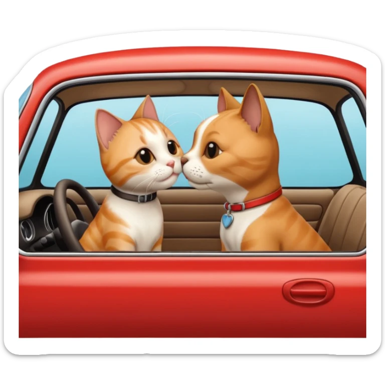 Cat kiss in a car with a dog and make out in the car  sticker