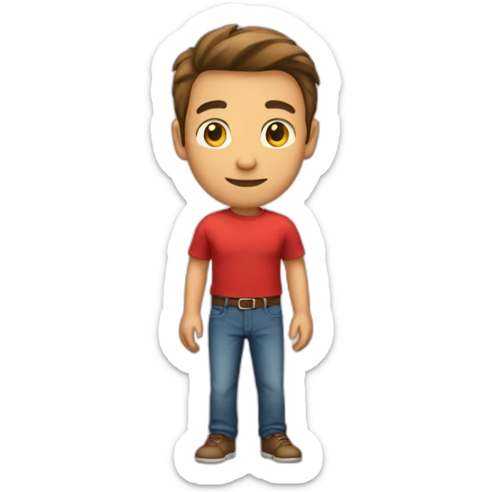 Full body picture of a male in a red shirt sticker