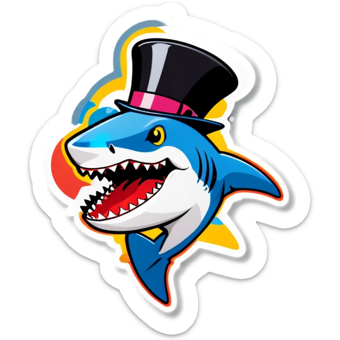 Shark with a top hat sticker