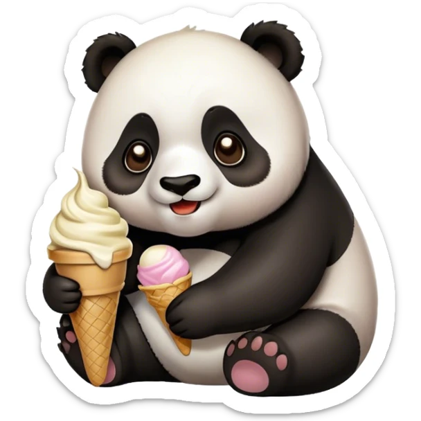Panda eating ice cream sticker