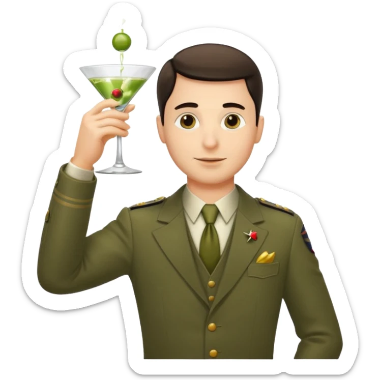 Emoji of a guy respectfully saluting by rising glass of martini cocktail like this 🍸 sticker