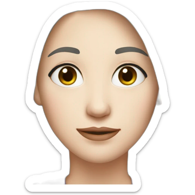 40 years old Woman, white pale skin, grey straight hair, big black eyes sticker