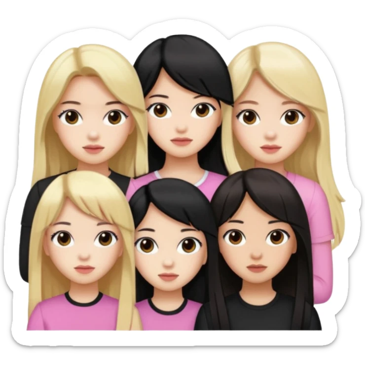 BLACKPINK 4 girls, hair colors: 1 blonde, 2 black, 2 brown sticker