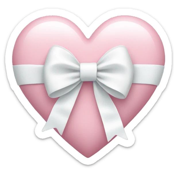 Pastel pink heart with white bow sticker