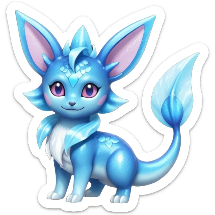 Black Oily Smooth Glossy Glittery Scaled Shiny  Vaporeon-Glaceon-Sylveon-Amaura-Fakémon-fusion sticker