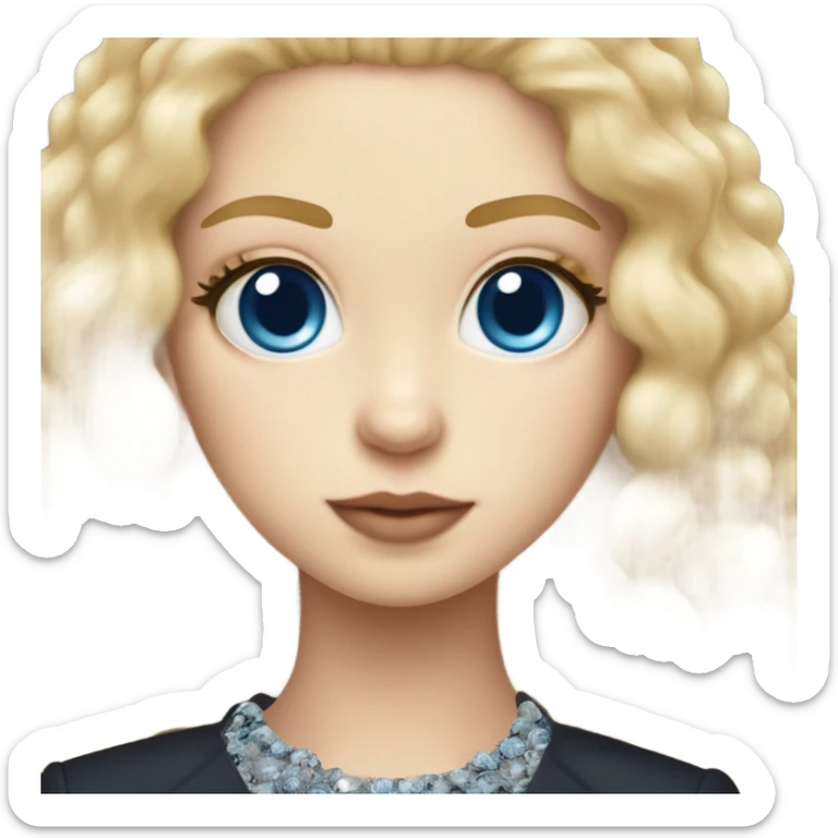 Slavic girl blonde long hair and blue eyes and chanel suit and toy poodle drown sticker