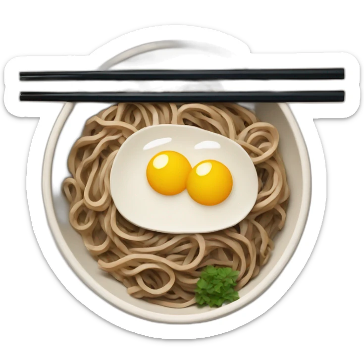 bowl of japanese buckwheat soba noodles with two chopsticks sticker