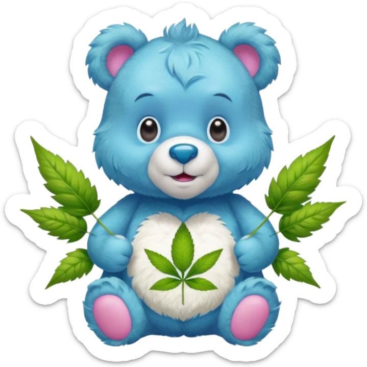 Weed care bear put the weed symbol in center of chest sticker