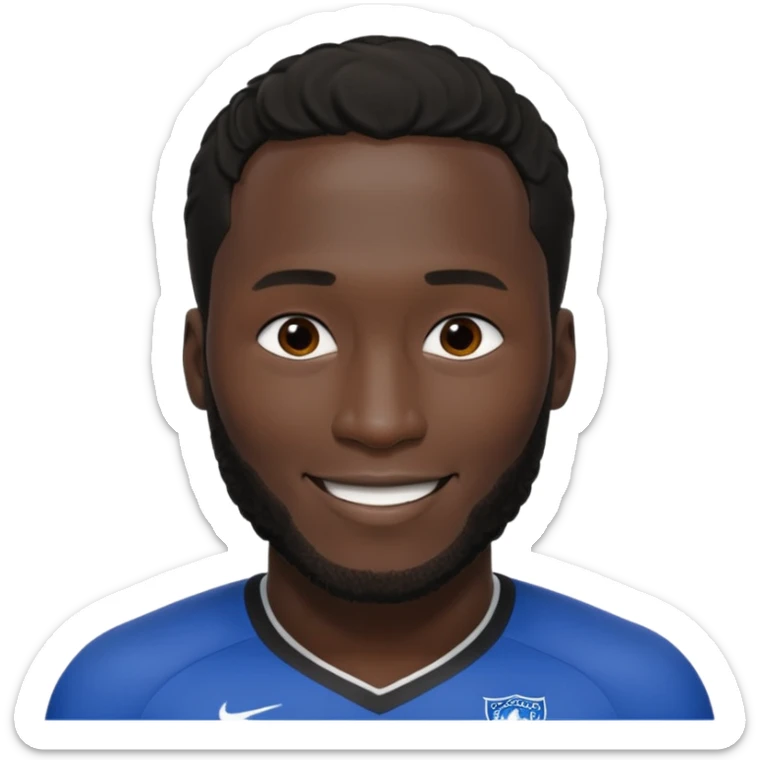 Romelu Lukaku as a powerful football striker, athletic build, short hair sticker