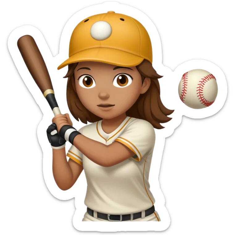 teen girl with brown hair, tan, tall and plays softball sticker