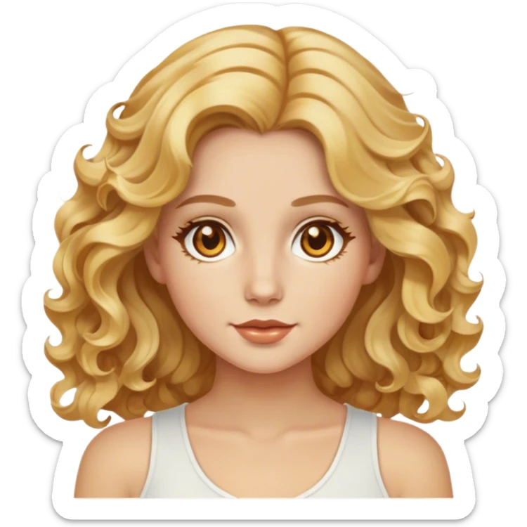 Blanca, rubia dorado con ojos color miel, rulos medio ondas sticker