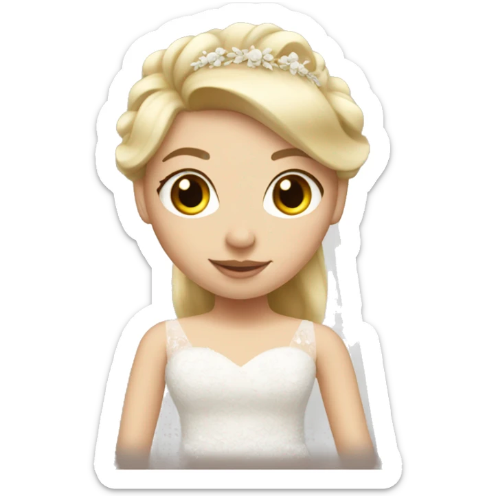 White girl with blonde hair in wedding dress sticker