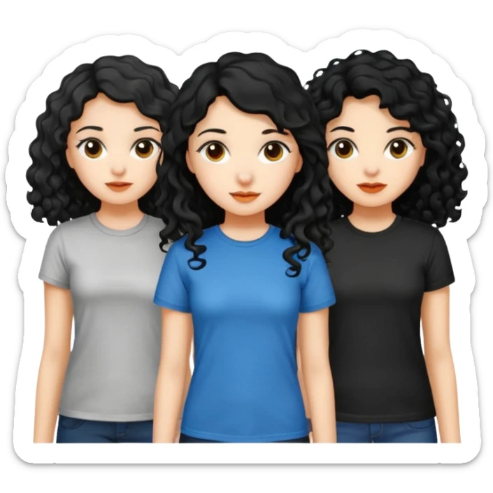 Haz algo relaciono con Disney donde haya quatre chicas con el tono de piel carne, una con el pelo rizado largo, una con el pelo muy corto negro, una con el cabello ondulado mediano y la otra con el pelo negro largo para poner en la parte delantera de la camiseta sticker