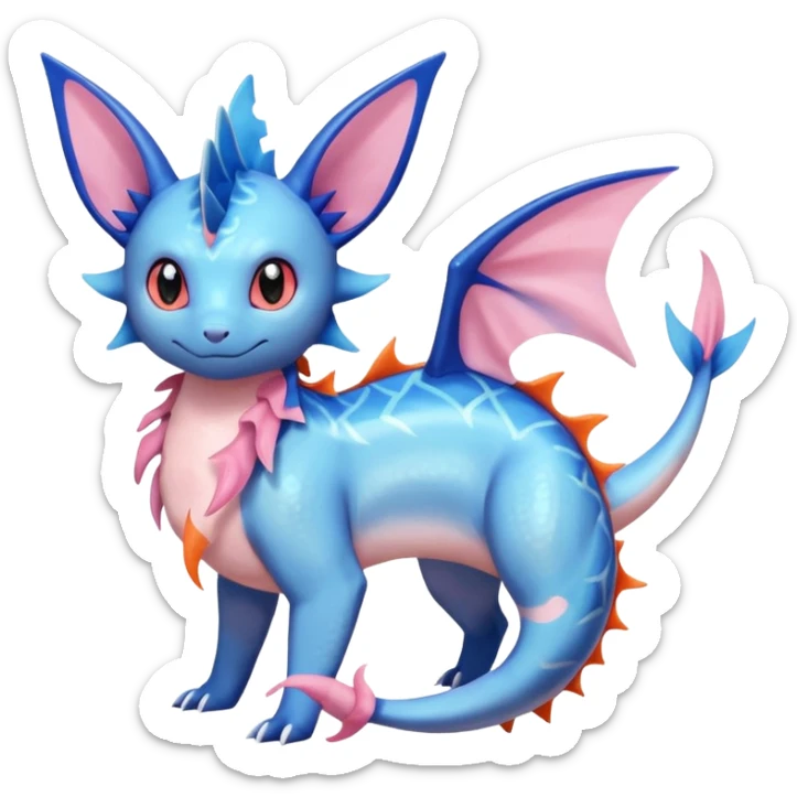 Salandit-Vaporeon-Sylveon-Fakémon-hybrid-creature (full body)  sticker
