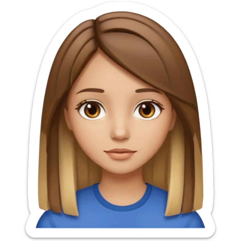 Girl with straight brown hair with blonde highlights long with brown eyes and light skin  sticker