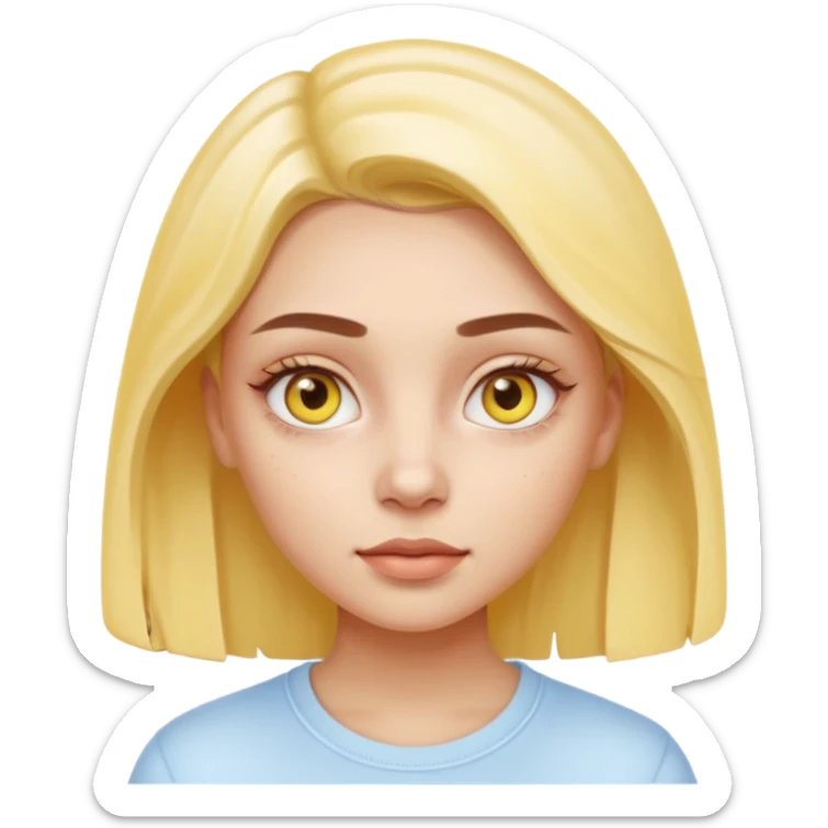Generate a high-quality iPhone-style emoji of a girl with a small amount of yellow eye cream applied under the eyes, realistic shading, smooth gradient colors, subtle facial expression, simple white background, 3D cartoon-like style, high-resolution.


 sticker