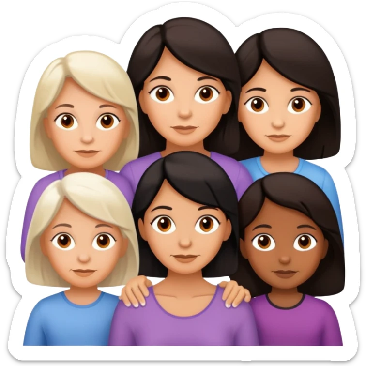 White 50 year old woman with black identical little girls  sticker