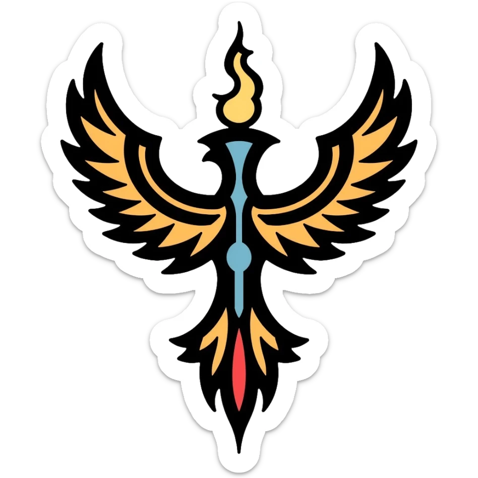 Faravahar Persian symbol, ancient Zoroastrian winged symbol sticker