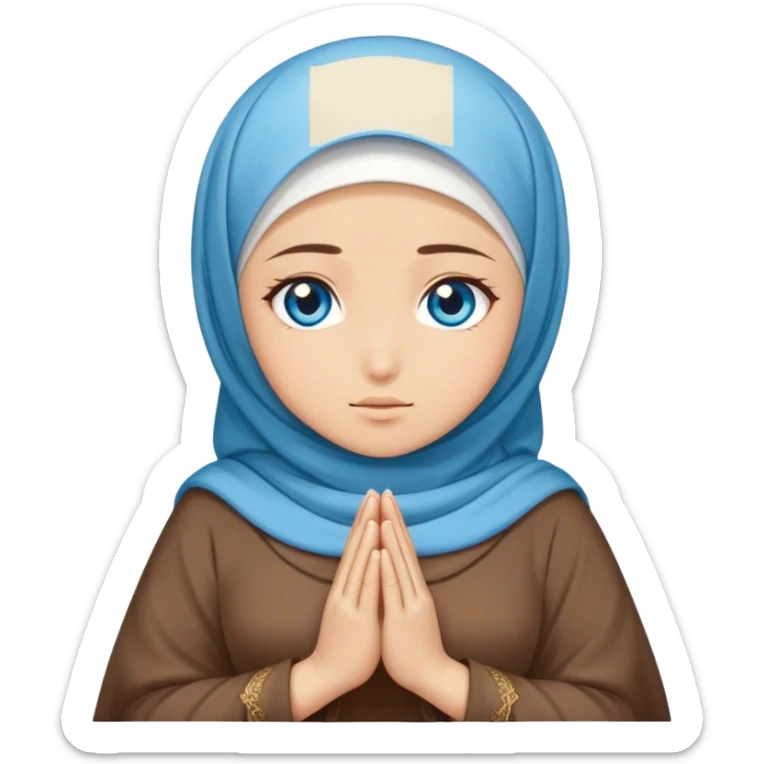 Turkish beautiful finish Konya girl blue eyes with hijab and brown stone dress dua sticker