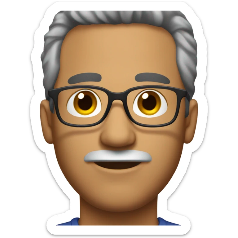 hispanic man with glasses and but chin, dark and gray hair dark brown eyes sticker