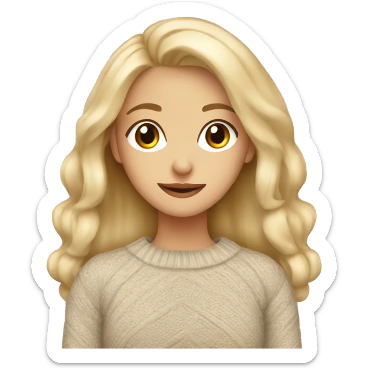 pretty blonde girl with brown eyes wearing a cozy sweater sticker