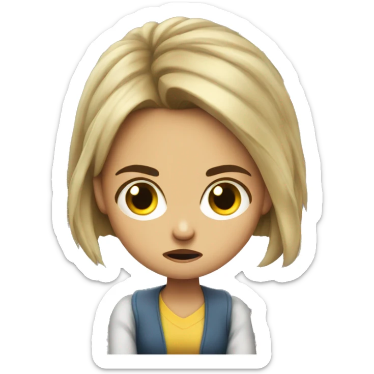 An angry girl reading book sticker