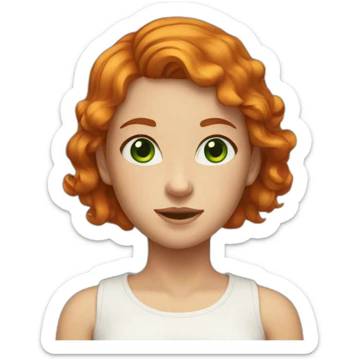 girl with ginger short hair green eyes freckles  sticker