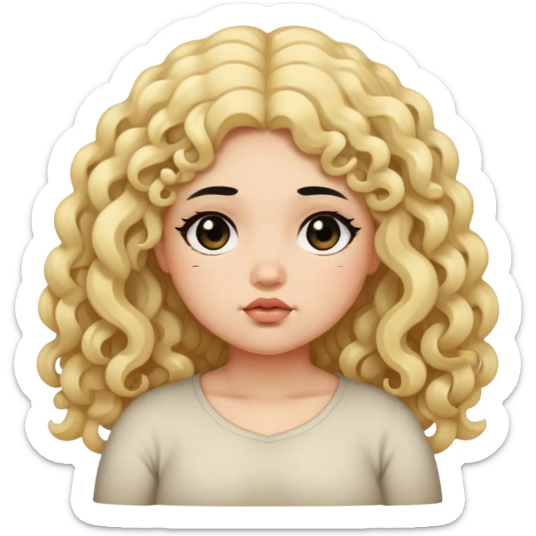 black hair blond girl with long curly hair make her little chubby sleepy symbols on her head sticker