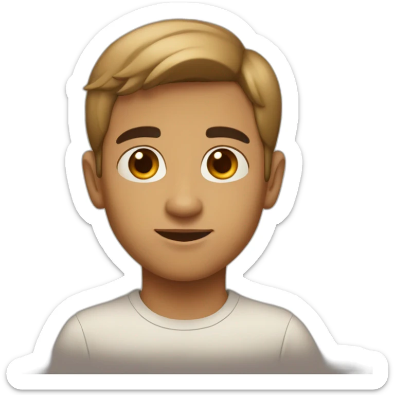 a boy with big nose, tan skin tone, indo-Portuguese look, normal hair, small forehead  sticker
