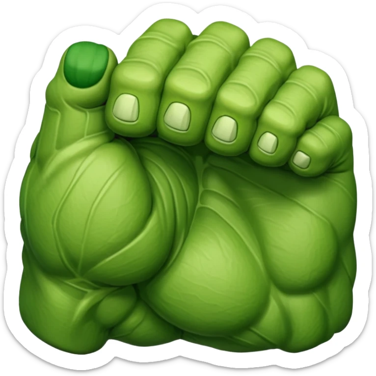 big muscular green cool hulks fist with  4 fingers sticker