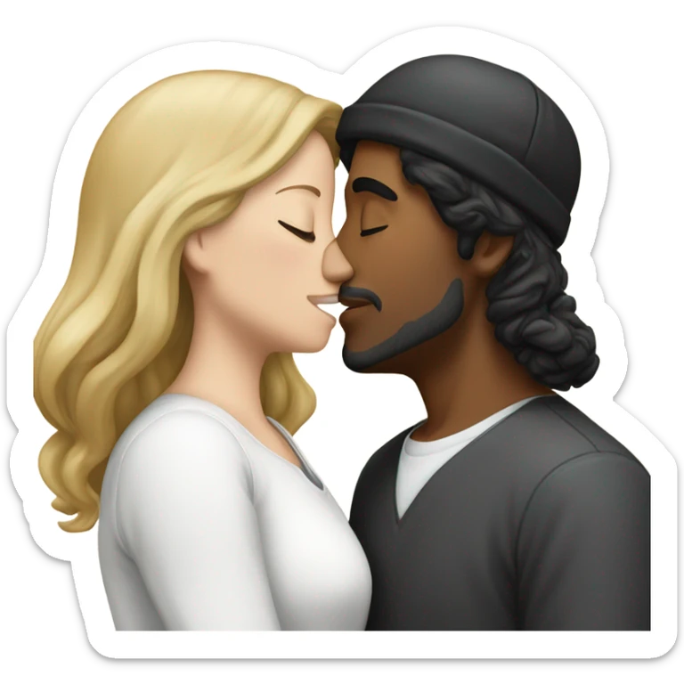 white male wearing a kippah with a black hair kissing a white female with brown and blonde hair. sticker