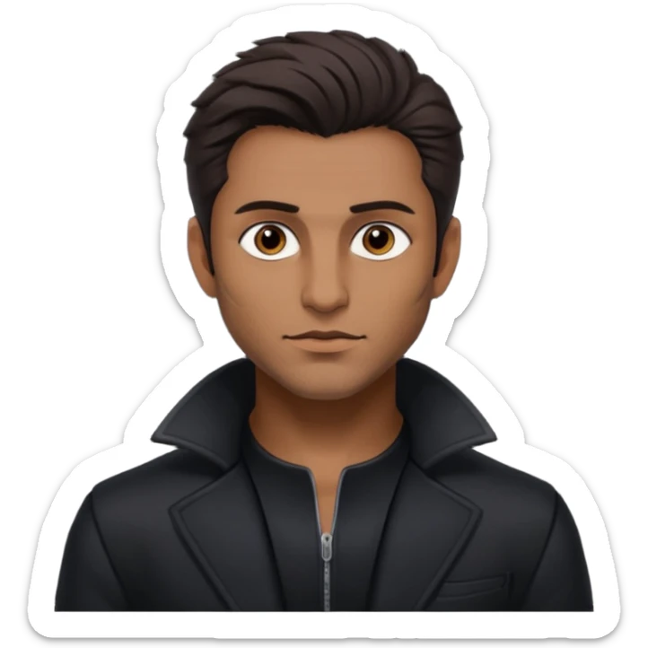 Shadow Moon (Male) from American Gods with tan skin, dark brown hair, black outfit sticker