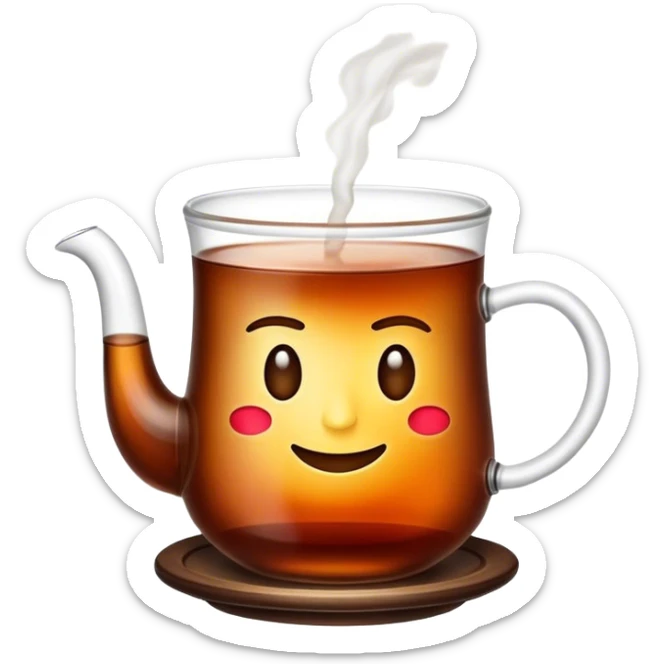 Cinematic Realistic Turkish Tea Pop Culture Emoji, featuring an inviting portrayal of a steaming glass of Turkish tea rendered with rich textures and warm, convivial lighting. sticker