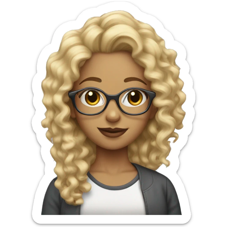 girl with curly blonde hair with glasses and earrings  sticker
