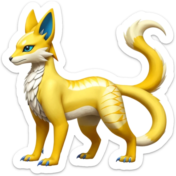 Latias-Vernid-Lombax-Renamon-Zeraora-Bastet-Fakémon-hybrid-fusion-creature, full body sticker