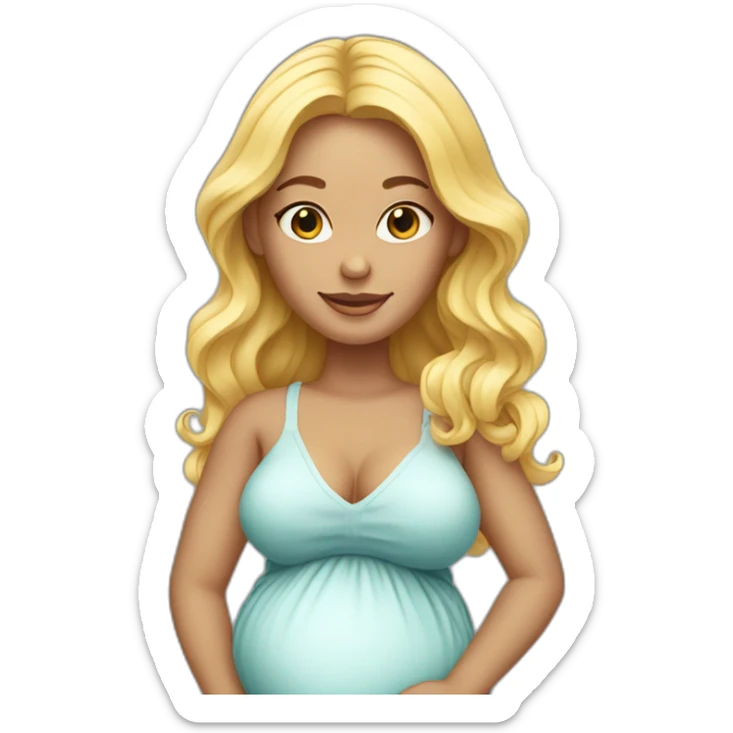 adorable pregnant blond full body women with beach-wave-hair sticker