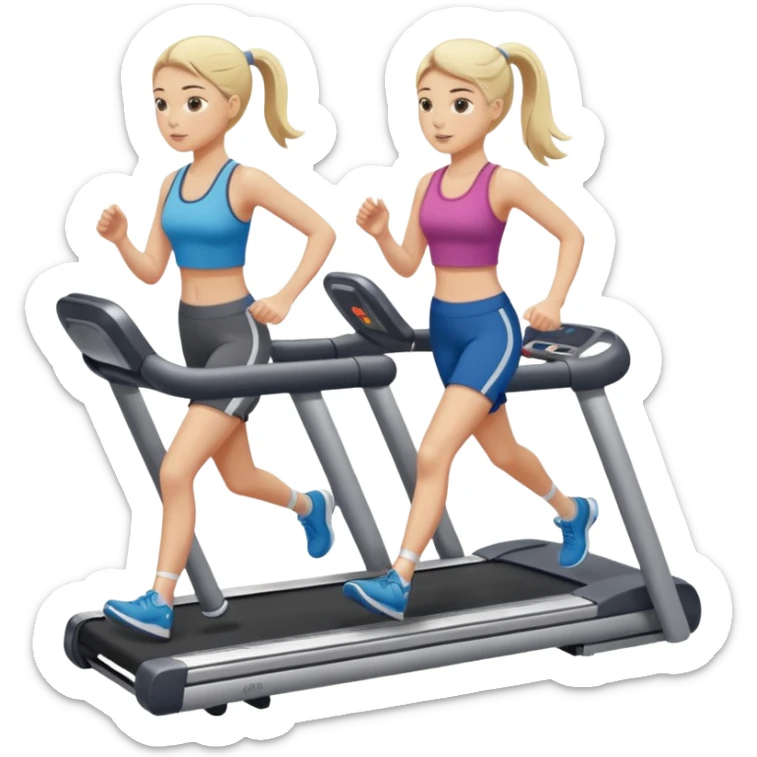 две белокожие девушки ходят по беговой дорожке sticker
