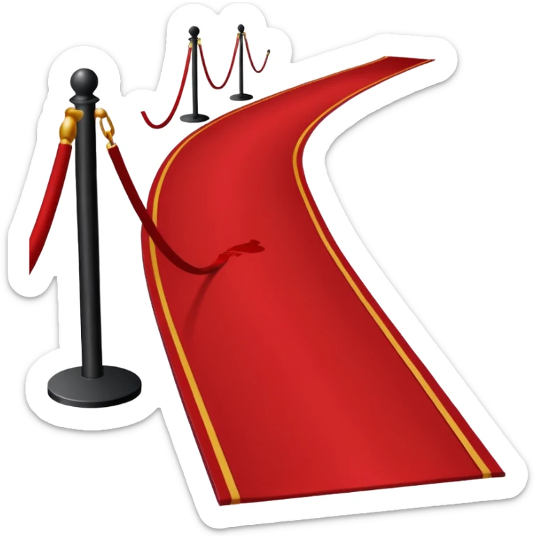 Minimalist emoji-style sticker of a blood-red carpet shaped like a thick trail or drop, flat vector design, no shadows. sticker