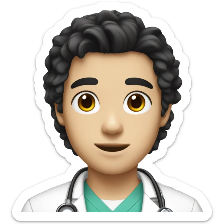 a teenager doctor boy student white skin, black hair sticker
