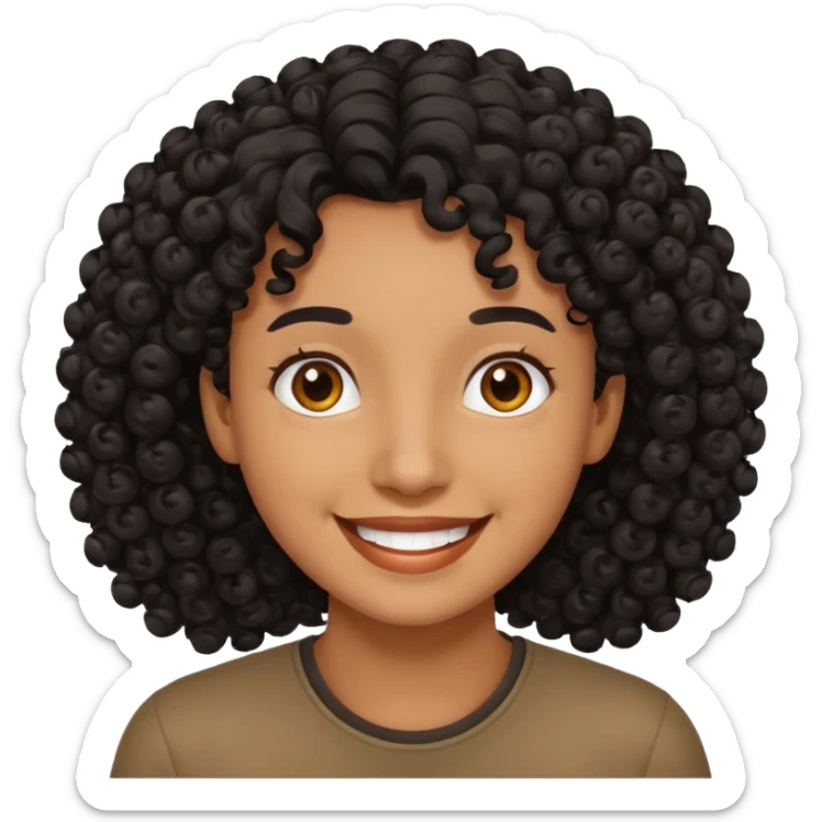 fat person emoji but make him brown skin and curly black hair sticker