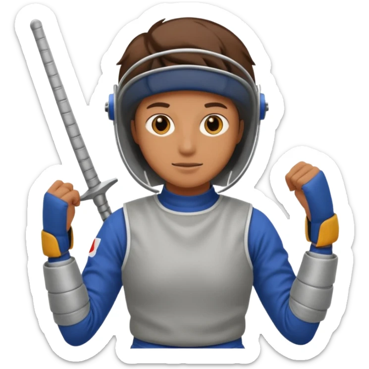 A person wearing fencing equipment with their entire body sticker
