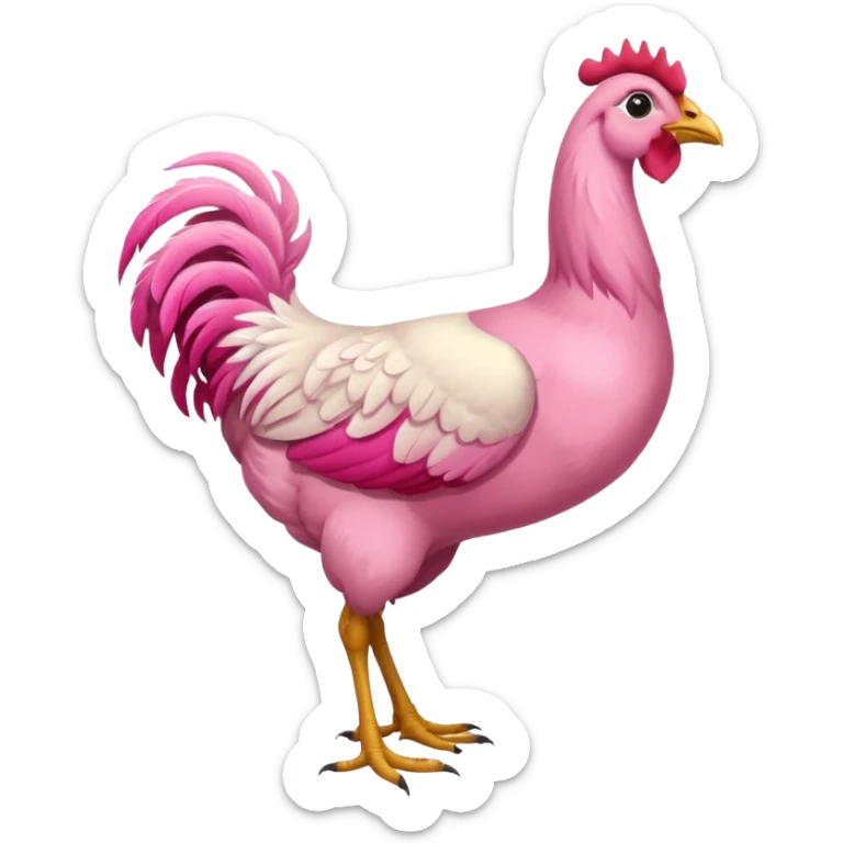 Gallina de pelaje rosa fuerte mezclada con una jirafa sin manchas sticker