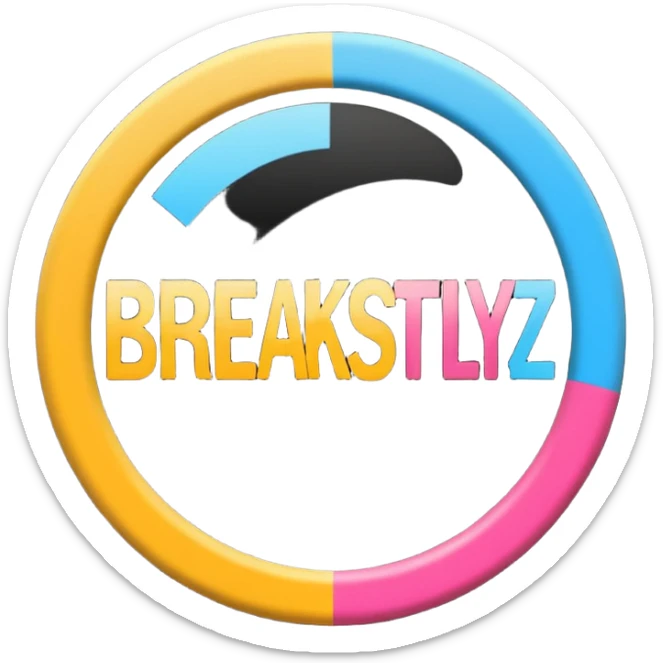 un gif texte qui défile  "BREAKSTYLEZ TV"  change de couleur sur fond noir sticker