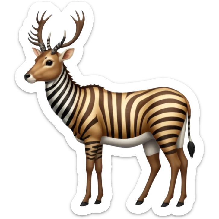 Wildebeest-Deer-zebra-ox-gazelle-fusion-animal-hybrid-creature, full body sticker