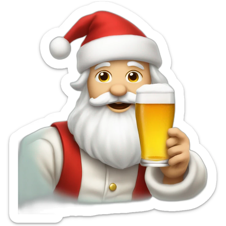 Père Noël qui offre un verre de bière à un enfant comme cadeau sticker