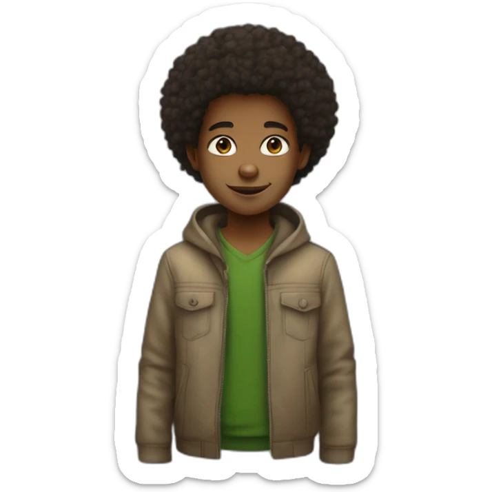 ethiopian kid with afro hair style, not much of average black kid but fairly white sticker