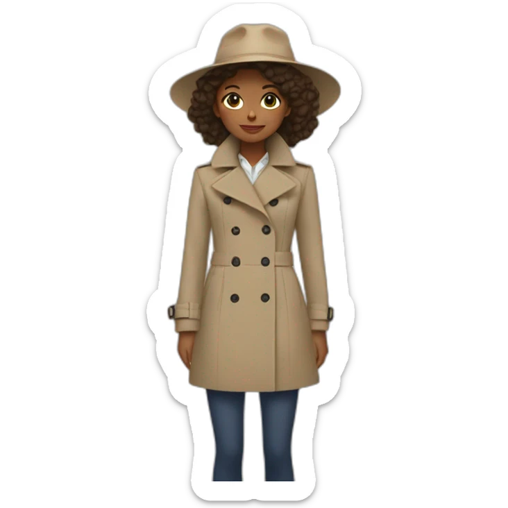 One girl sit on thé shoulders of anoteher girl and wearing one trench coat sticker